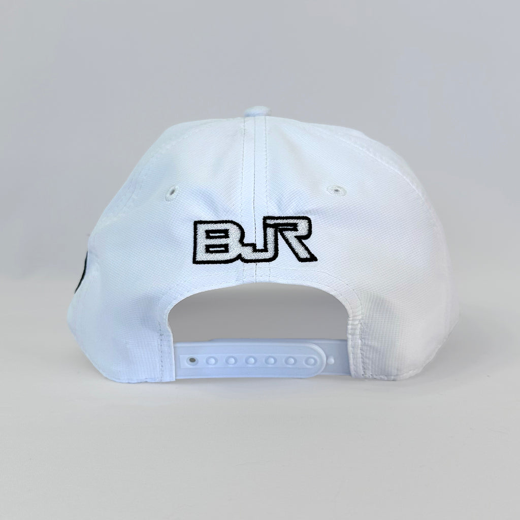 Parky’s Picks Rickwood Racing Race Day Hat #83 BJR Full White Premium Snapback with high-quality stitching.